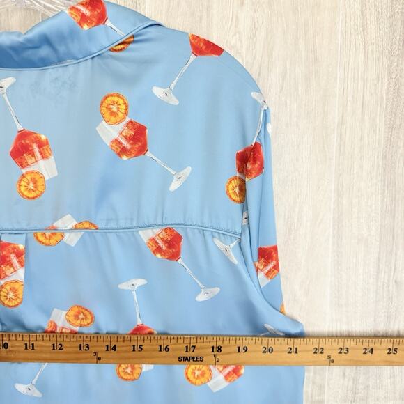 Show Me Your MuMu Satin Pajama Top Women Small Saint Spritz Cocktail Sleep Shirt - Picture 14 of 14